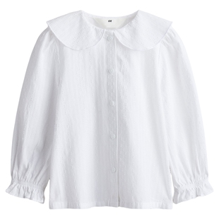 HM童装儿童女童衬衫春季长袖礼服演出服纹理感棉质上衣1306127