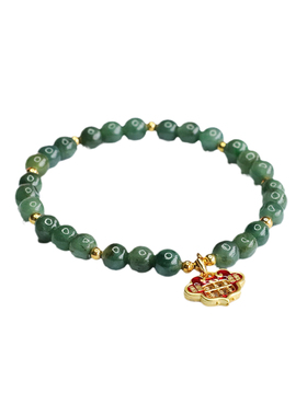 天然翡翠手串油青圆珠如意算盘手链复古风个性时尚男女士礼物饰品