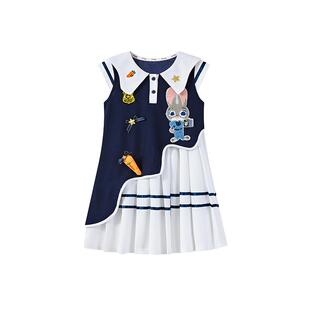 迪士尼兔子警官朱迪女童连衣裙2026夏季新款超火公主裙学院风裙子