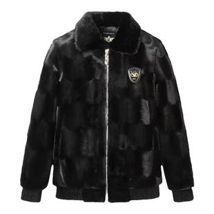 冬季加厚保暖貂皮外套新款仿皮草男士金貂绒毛毛大衣翻领夹克男款