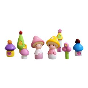 无聊了！摆一套蘑菇娃娃的家情绪治愈桌面小摆件盆景电脑工位装饰