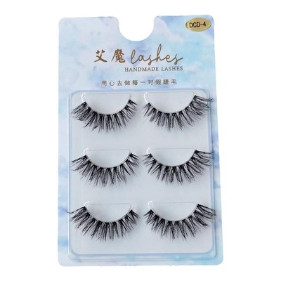 艾魔欧美假睫毛透明浓密眼尾拉长