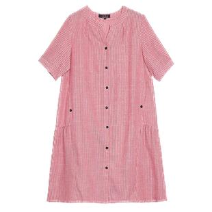 裙子妈妈款40岁气质胖mm遮肚藏肉梨型身材夏季孕妇棉麻亚麻连衣裙