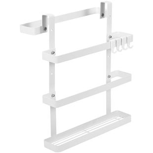 橱柜门内侧收纳挂篮免打孔家用分层保鲜膜袋盒厨房门后挂钩置物架