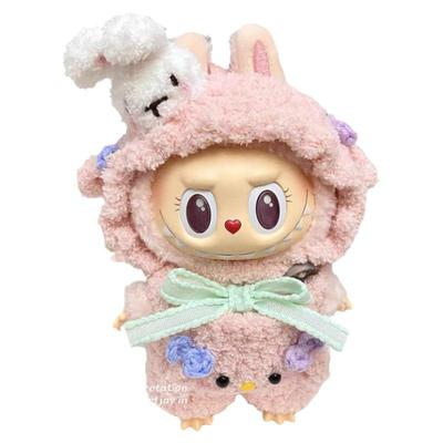 泡泡玛特v1拉布布马卡龙17cm荔枝莓莓衣服labubu一代挂件娃衣套装