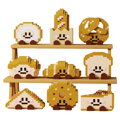 饼干人面包脑袋积木颗粒拼装玩具