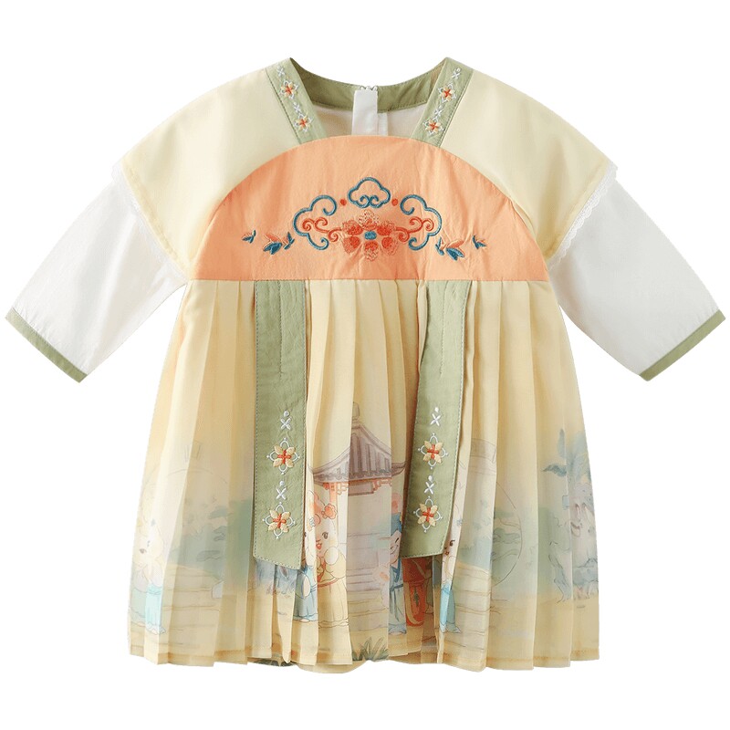 汉服女童春秋季改良唐装超仙公主裙中国风裙子齐胸襦裙宝宝连衣裙