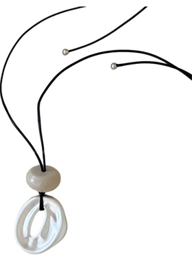 韩系简约几何项链长款毛衣链配饰