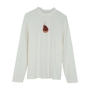 YOUWEI有尾2024秋季荷叶边拼接印花套头长袖T恤女Y1224307