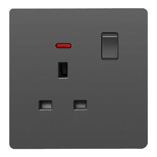 超薄哑光英制方孔13A英式开关插座英标孖苏电源灰色面板USBType-c