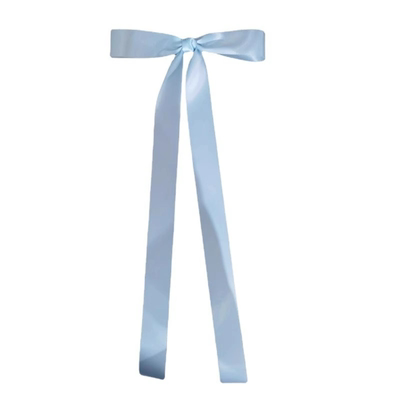 芭蕾风法式奶蓝色大蝴蝶结超长飘带发夹后脑勺顶夹芭蕾风头饰发卡