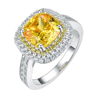 奢华风2克拉微镶公主方钻石戒指