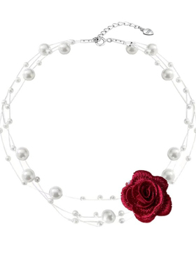 通体S925纯银鱼线珍珠花朵项链