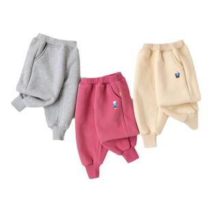 嘟嘟家儿童冬季加绒裤子男童一体绒长裤宝宝加厚时髦束脚裤秋冬装