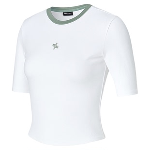 xexymix杰克茜女撞色简约修身上衣中袖短袖T恤瑜伽舞蹈XFK2TS1103