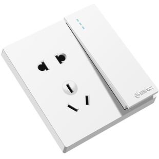 国际电工家用86型暗装墙壁一开五孔大板白色电源多孔开关插座面板