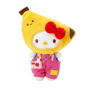 三丽鸥官方正版hellokitty哈喽凯蒂猫香蕉背带裤包包挂件毛绒玩偶