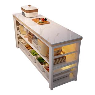 岩板厨房置物架落地多层收纳窄架切菜桌子备餐工作台多功能餐边柜