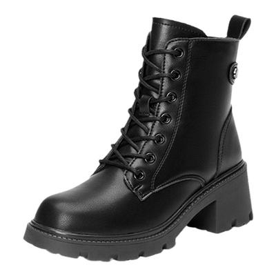 大东黑色加绒厚底马丁靴