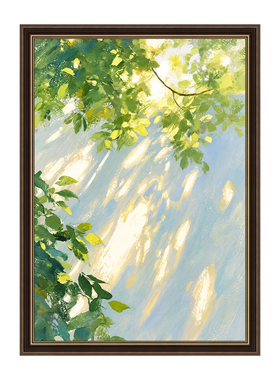 光影治愈奶油风绿色油画挂画