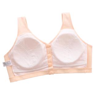 妈妈内衣女中老年妇女文胸薄款无钢圈聚拢大码背心式前扣纯棉胸罩
