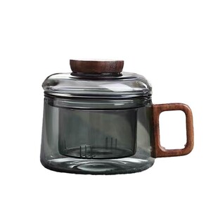 迷你墩墩杯玻璃泡茶杯办公室小容量喝水杯家用木把茶水分离花茶杯