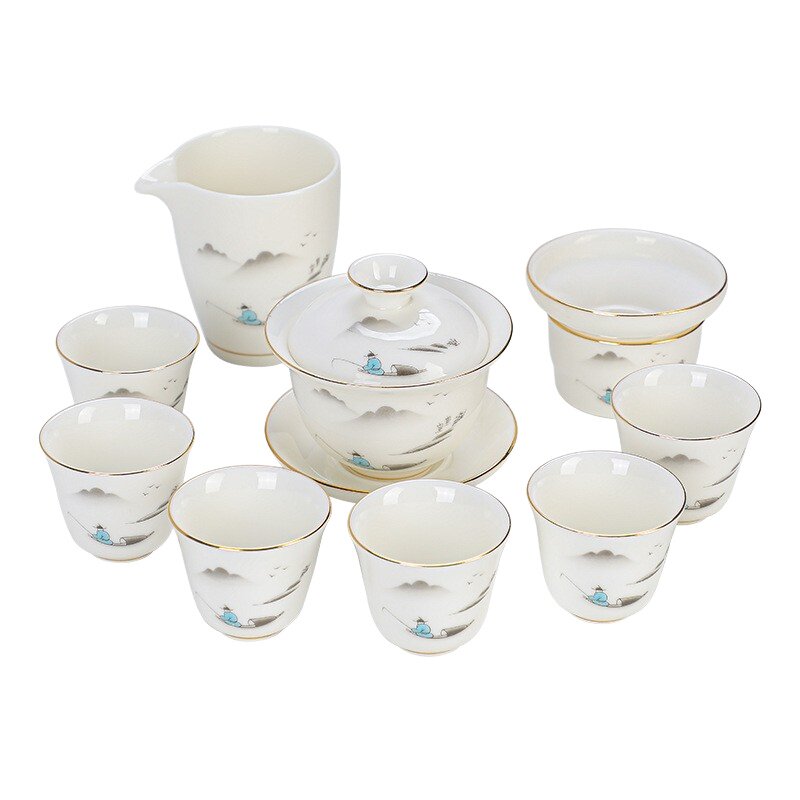 羊脂玉功夫茶具套装陶瓷泡茶器