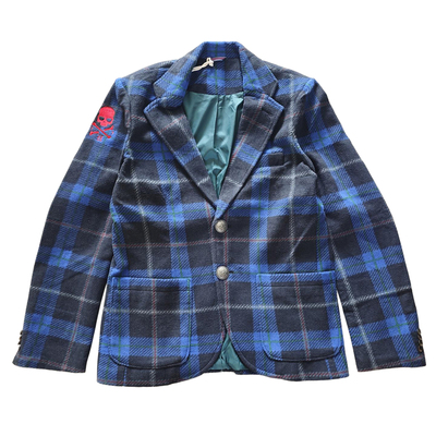 毛昵男西装灯芯绒保暖格子外套