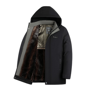 啄木鸟棉服男款2025新款冬爸爸装加绒加厚防寒棉袄中老年棉衣外套