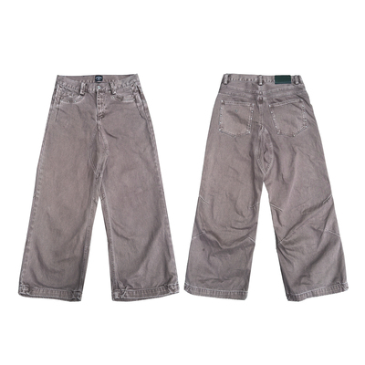 CENSMADE水洗套染烟灰紫牛仔裤