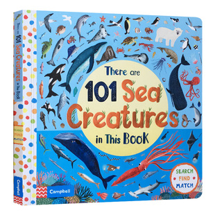 101种海洋生物 英文原版 There Are 101 Sea Creatures in This Book 畅销纸板书 认知启蒙 搭101种交通工具数字颜色形状启蒙认知