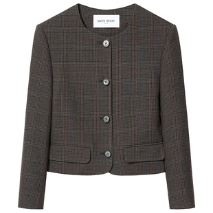 【保暖羊毛】Miss Sixty2025秋季新款呢料外套格子箱型短款静奢风