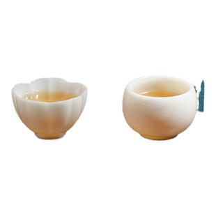 冰种玉瓷茶杯 羊脂玉主人杯情侣对杯 个人陶瓷品茗杯男女高档送礼