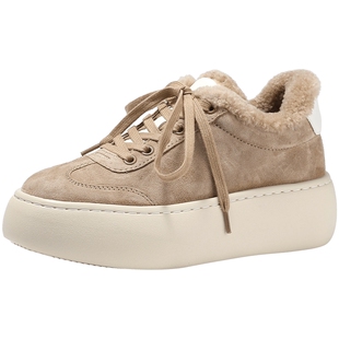 BellaLily冬季新款日系百搭加绒增高厚底鞋毛毛休闲鞋棉鞋女