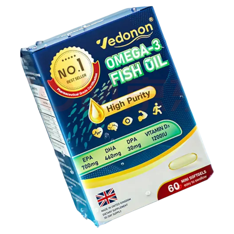 VEDONON维多能高纯度3倍浓缩深海鱼油软胶囊omega3含DHAEPA胶囊