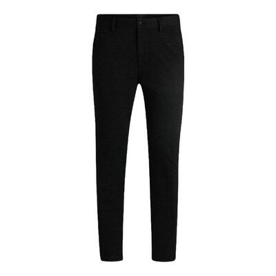 【机能通勤】BOSS博斯 男士弹力平纹针织搭黑白杂织图案修身长裤