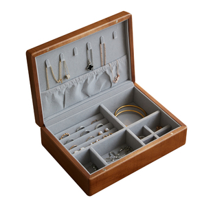 实木质首饰盒高档精致大容量项链耳饰手饰品收纳盒珠宝黄金存放盒