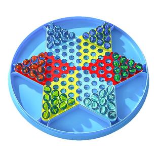 跳跳棋儿童益智小学生玻璃球大人版老式飞行棋二合一弹珠跳子棋盘