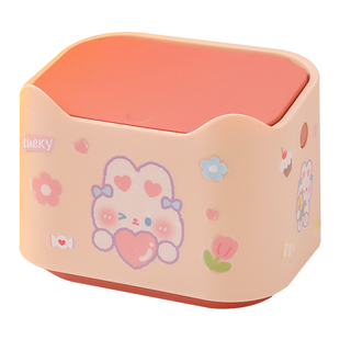 桌面小垃圾桶可爱高颜值家用带盖大容量桌上迷你小号按压创意收纳