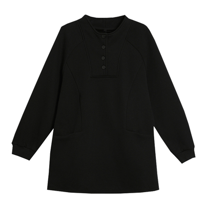 冬季巨好看的无帽卫衣女中长款