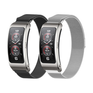适用于华为手环b7表带米兰尼斯B6磁吸金属腕带B5智能运动b3时尚透气替换带B7新款三株钢带男女士表链16mm配件