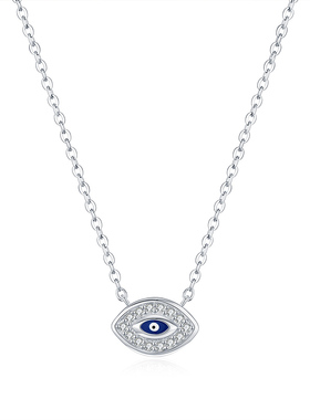 摩典S925纯银欧美蓝眼睛甜酷项链