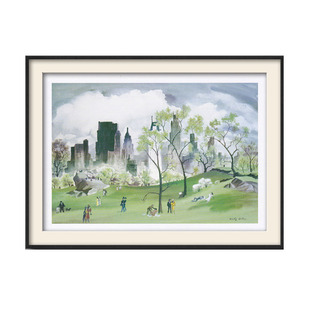 若奈Spring in Central Park挂画纽约中央公园水彩画客厅装饰电箱