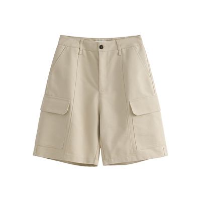 MOERSHOP30%微飒 重工洗水工装五分工装裤春季纯色大口袋阔腿短裤