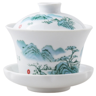 陶瓷盖碗泡茶杯茶碗青瓷茶具盖子零配功夫三才大号白瓷家用冲茶器