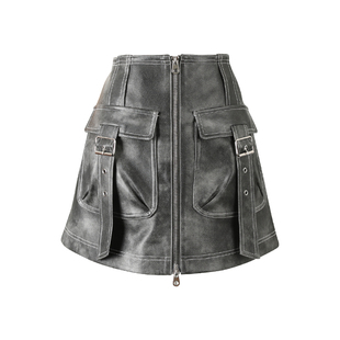 【冷调】Magyann2025秋冬设计师原创时髦机车挂带元宝袋半裙皮裙