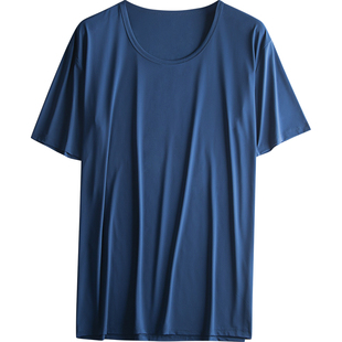 睡衣男夏季冰丝家居服上衣单件2022年新款大码居家丝绸可外穿短袖