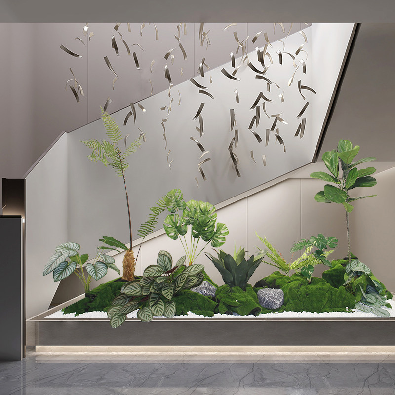 大型仿真植物造景组合室内楼梯下仿生绿植景观装饰假树仿真树盆栽