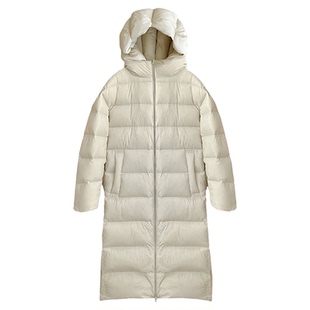 秒发！小众设计师韩国东大门章鱼帽云朵泡芙茧型纯色长款羽绒服女