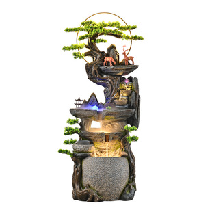 假山流水喷泉造景落地摆件循环水景鱼池办公室客厅装饰招财风水轮